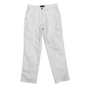 Lafayette 148 New York Patch Pocket White Straight Leg‎ Denim Jeans Size 0